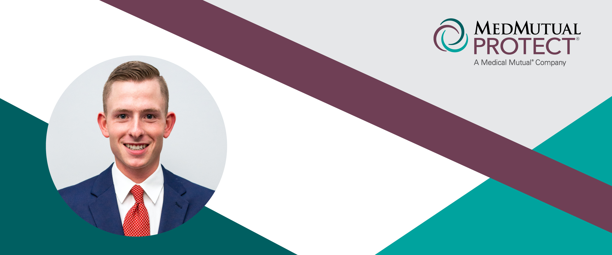 Header image containing a headshot of MedMutual Protect, agent manger, Alex Kowalenko.