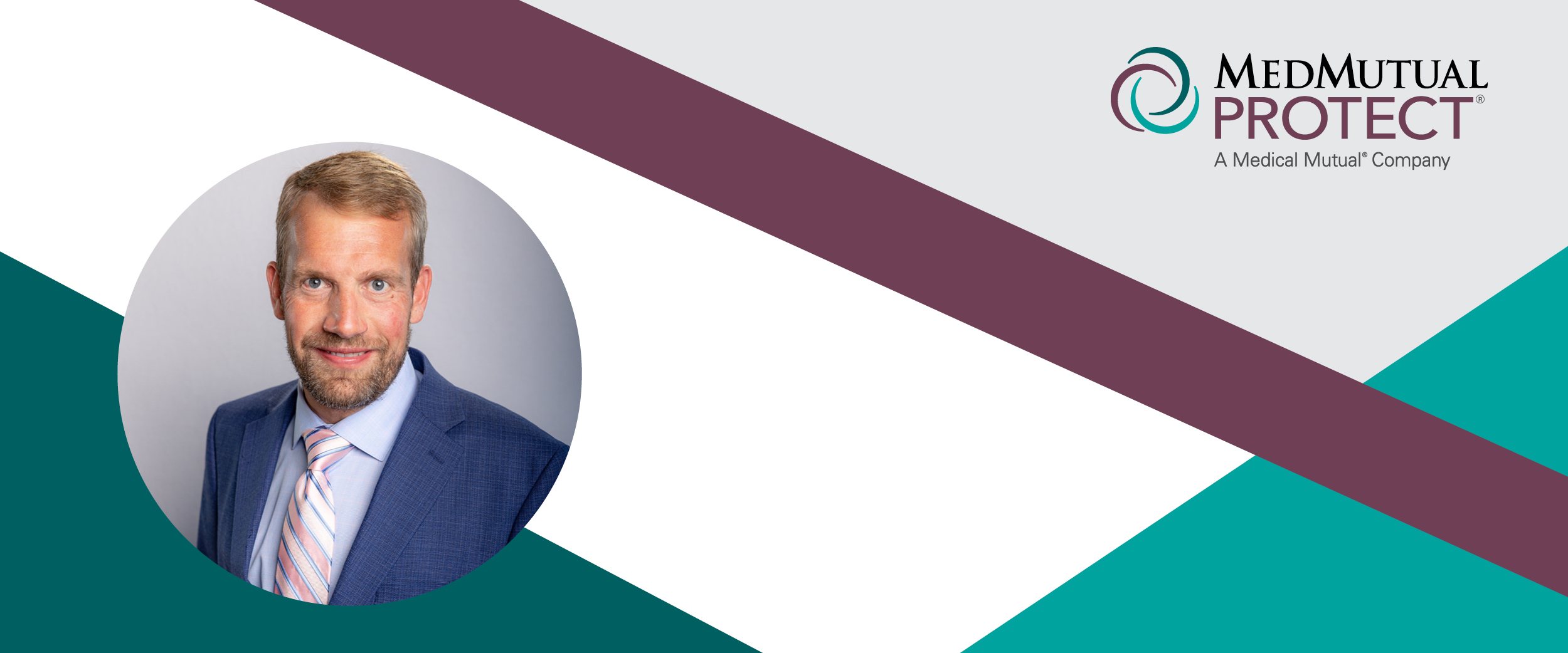 Header image containing a headshot of MedMutual Protect, agent manger, Chris Rhodes.