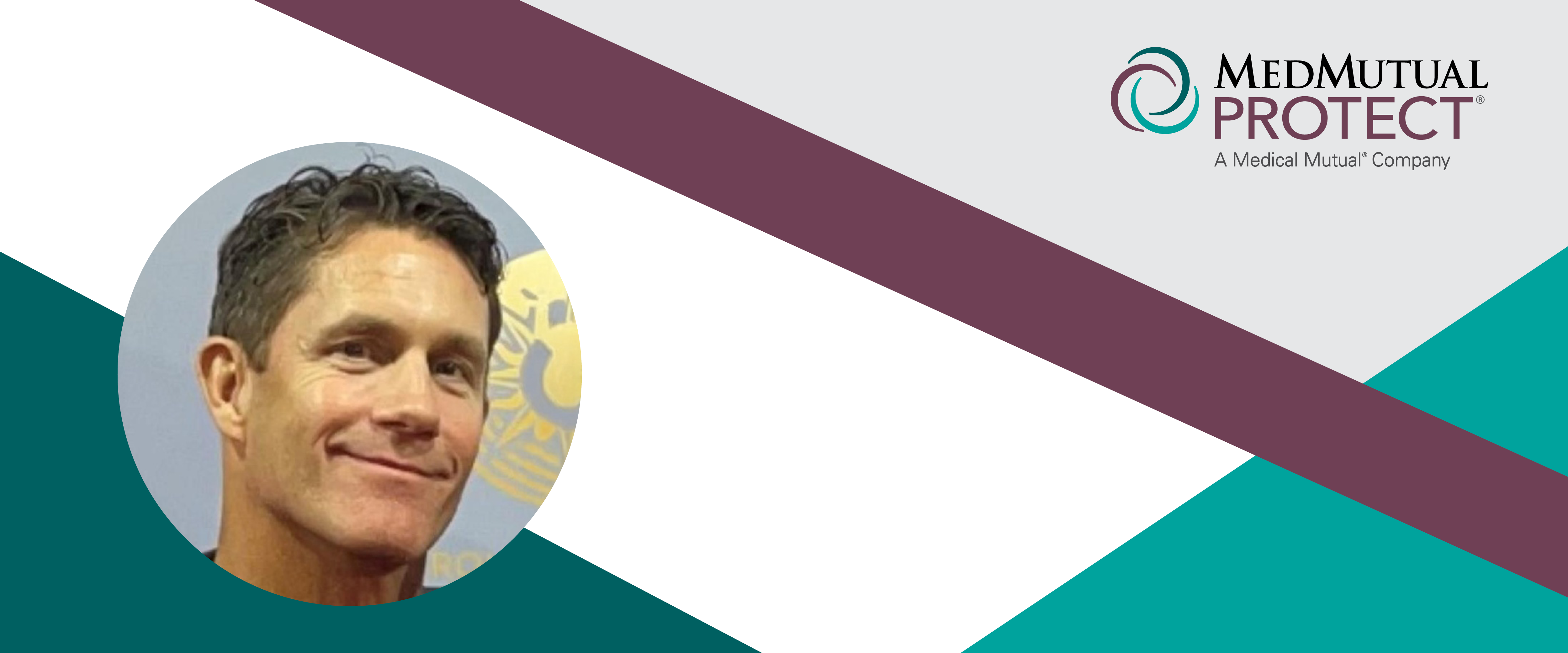 Headshot of MedMutual Protect sales agent, Wendy Beatty with a graphic that includes the MedMutual Protect logo.