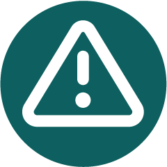Teal caution sign icon.