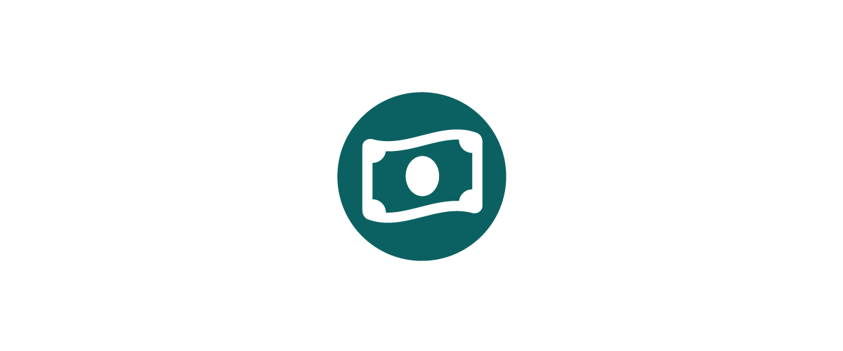 Teal dollar bill icon.