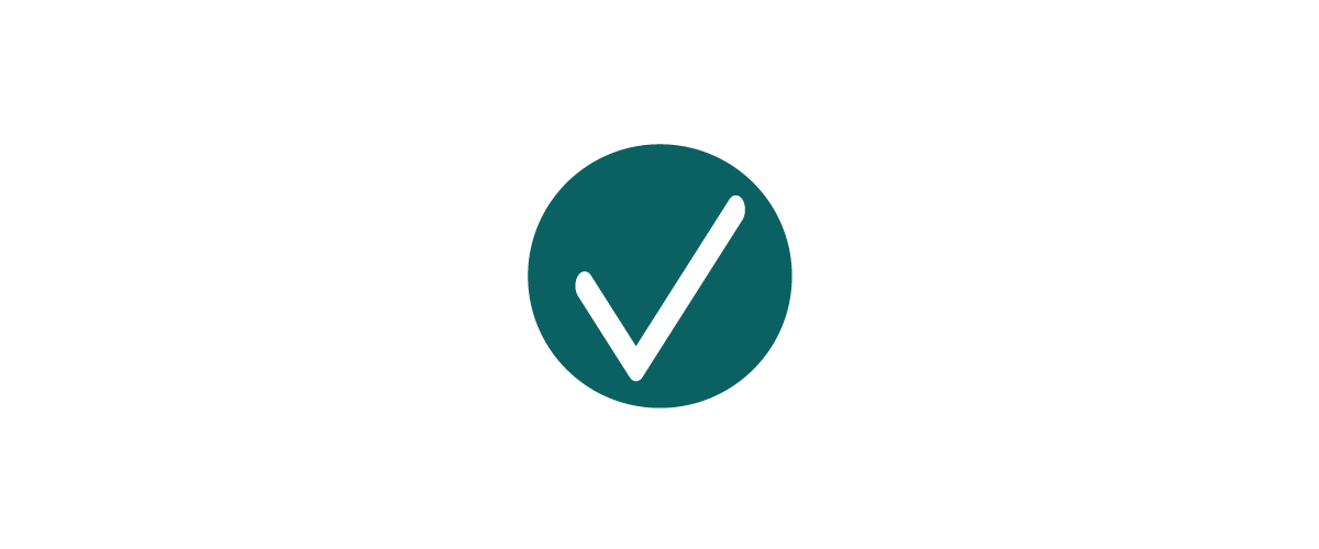 Teal checkmark icon.