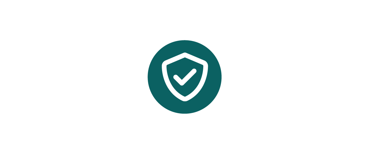 Teal shield and checkmark.