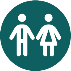 Teal icon of a man and a woman.