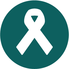 Teal ribbon icon.