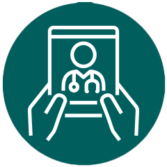 Icon of two hands holding an image of a medical provider.