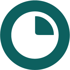 Teal icon of a pie chart.