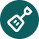 Teal shovel icon.